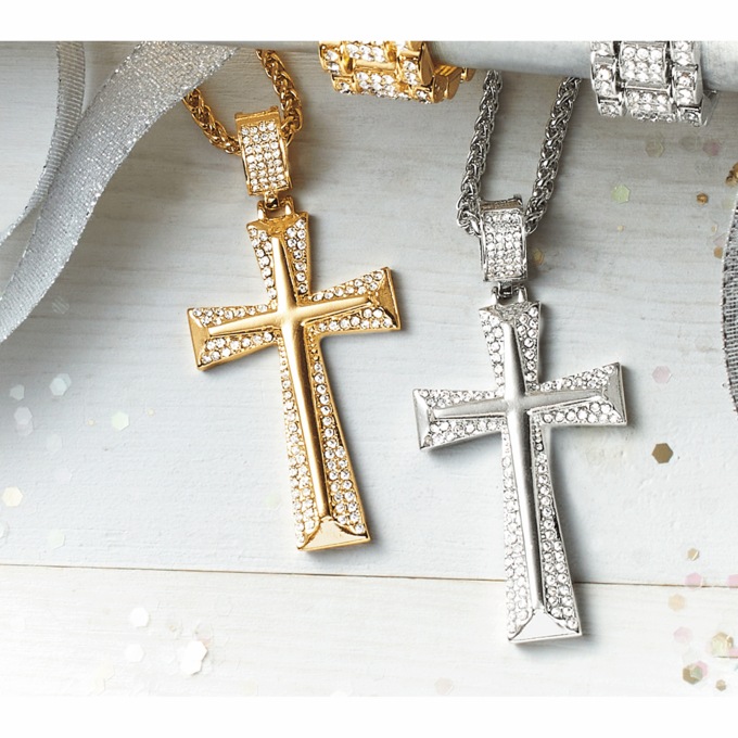 Men's Crystal Cross Pendant, , large