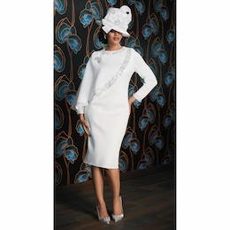 Amerie Cape Sheath Dress and Hat, , large