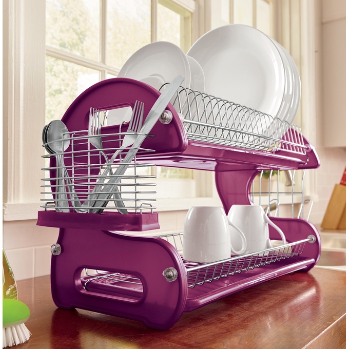 2 tier dish rack with draining tray clearance