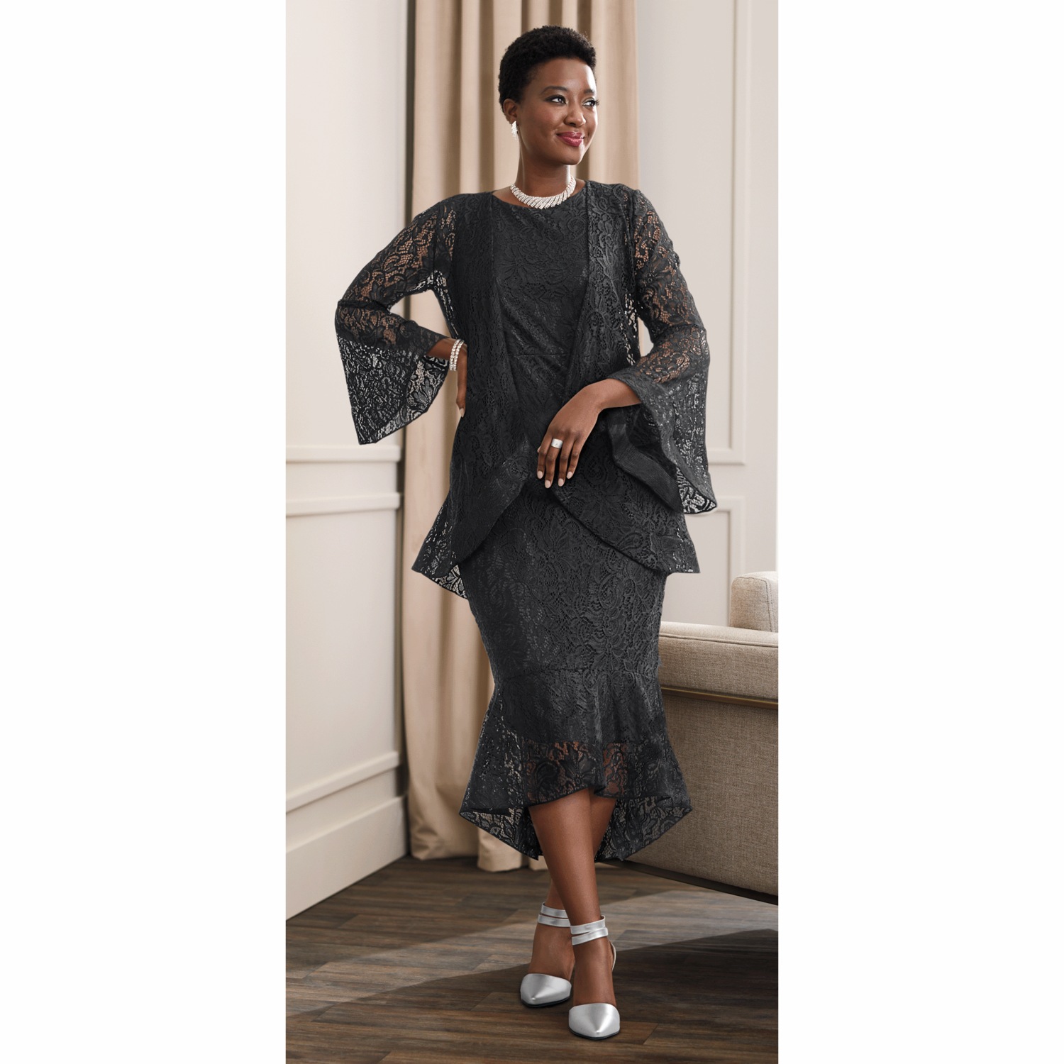 Seleata Allover Lace Jacket Dress ASHRO