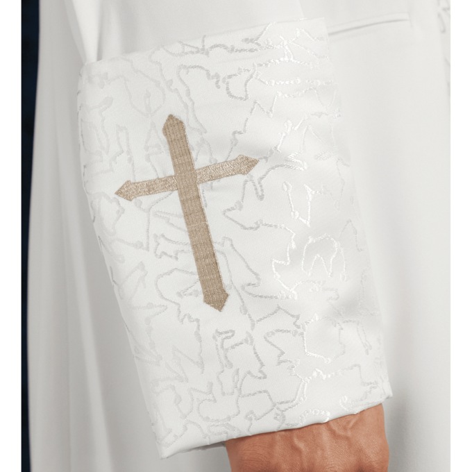 Men's Cross Button-Down Choir Robe with Embroidered Crosses, , large