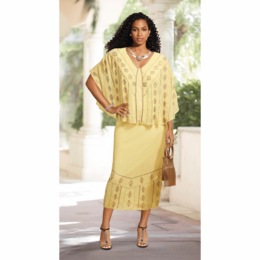 Cape Embellished Skirt Set, , large