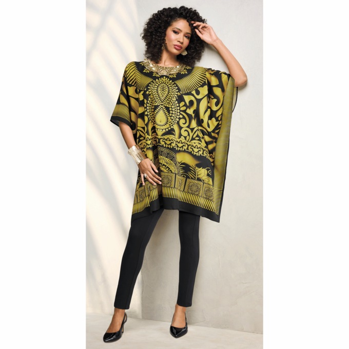 Tamala Short Caftan, Fern Green, large