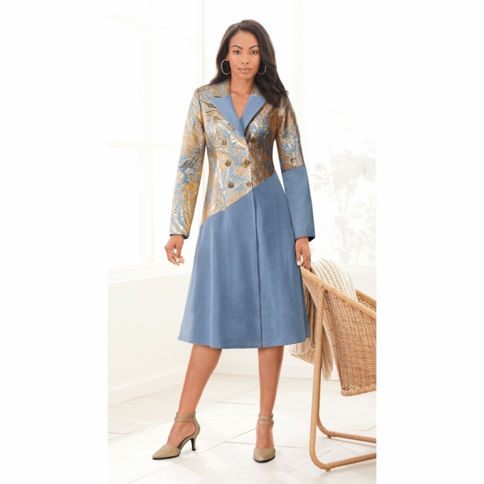 Sanya Novelty Denim Fit-and-Flare Dress, , large