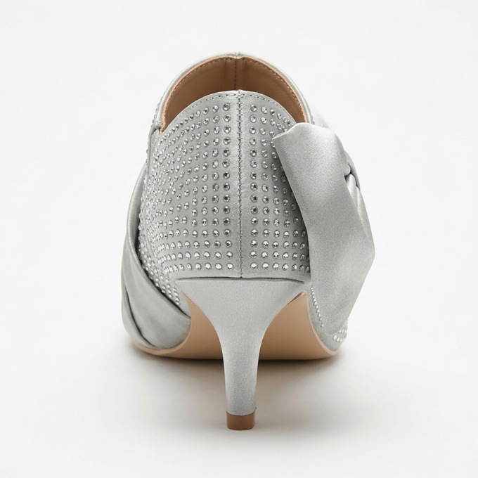 Rhinestone Satin Bow Shootie for Women with Memory Foam and 2.25" Heel, , large