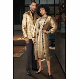 Foil Embellished Jacket Dress &amp; Vance Gold Suit, , large