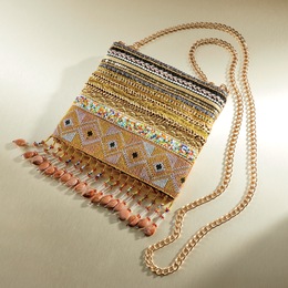Jeweled Fringe Crossbody, , large