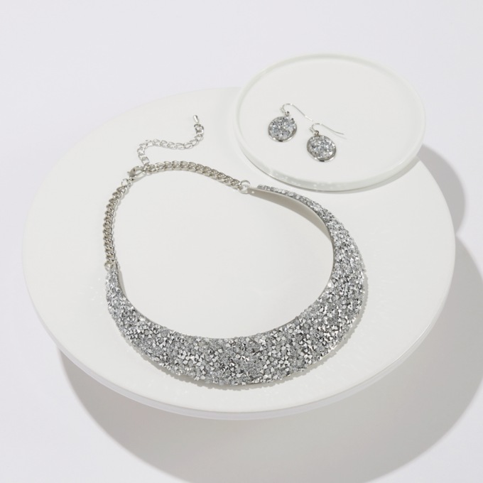 Chips Collar Necklace & Earring Set, , large