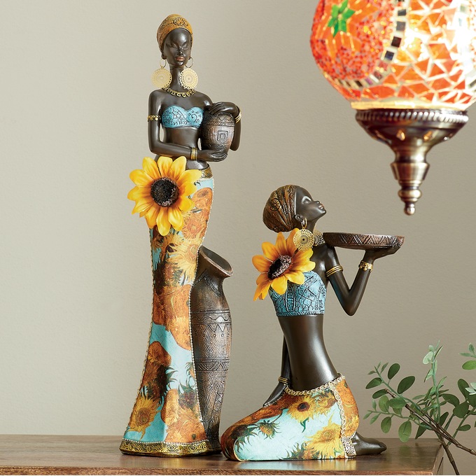 Sunflower African Lady Figurine, , large