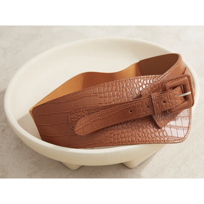 Zuri Croco Wide Belt, , large