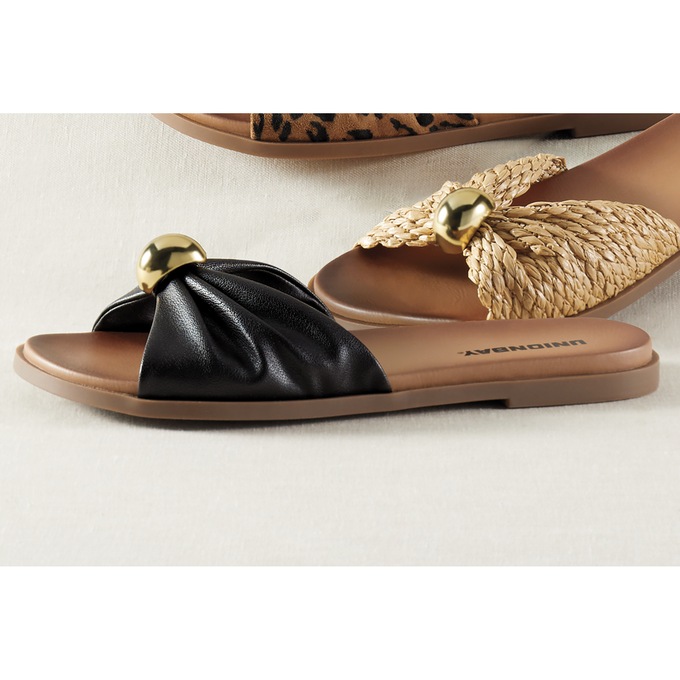 Union Bay Reza Women's Slide Sandal with Ruched Strap and Ring Accent, , large