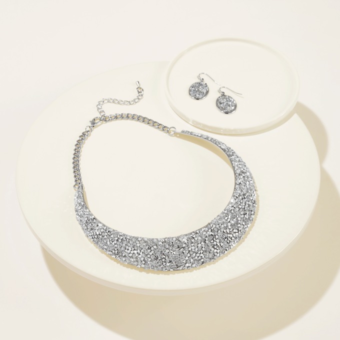 Chips Collar Necklace & Earring Set, , large