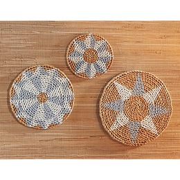 Set Of 3 Woven Textured Wall Art, , large