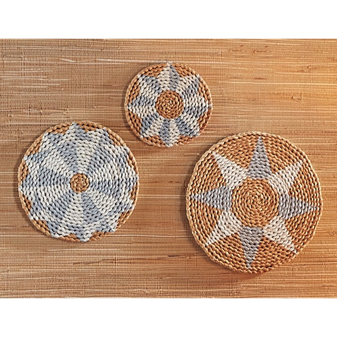 Set Of 3 Woven Textured Wall Art, , large
