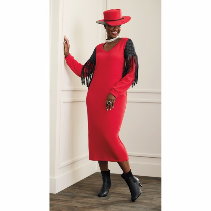 Aritza Sweatshirt Dress and Felt Fedora, , large