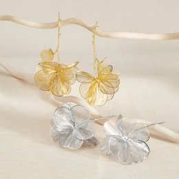 3-D Flower Earrings, , large
