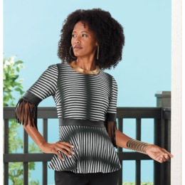 Fancy Fringe Knit Top, , large
