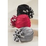 Embellished Satin Flower Turban, , large
