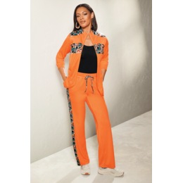 Jelani Women's Bold-Print Stretch Active Set with Zip Jacket and Pull-On Pants, , large