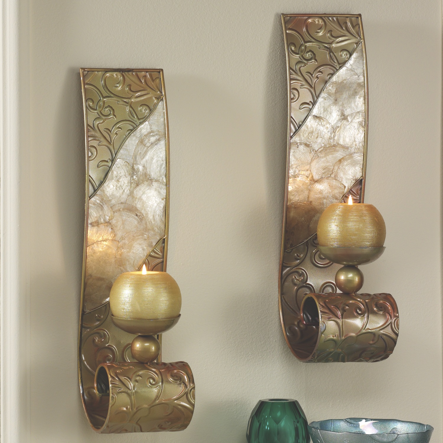 Large silver candle wall sconces on sale