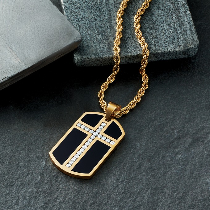 Men's Majesty the Light Dog-Tag Cross Necklace, , large