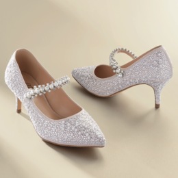 Midnight Velvet Pearl and Rhinestone Pump, , large