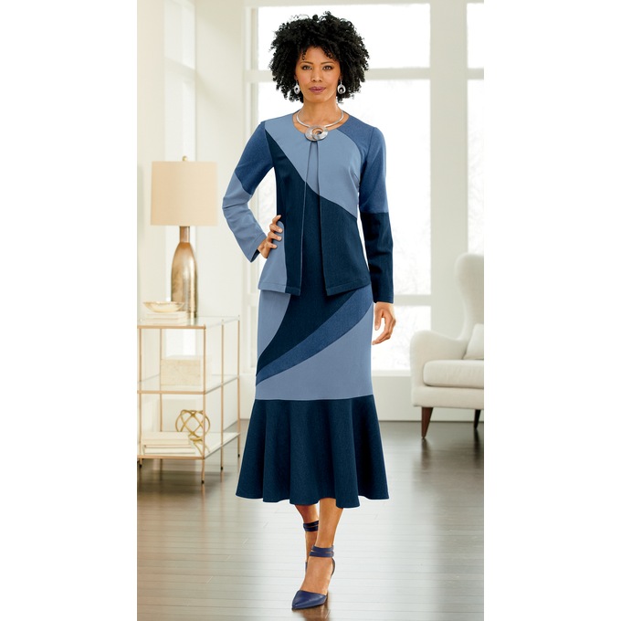 Kendis Colorblock Denim Jacket Dress | ASHRO