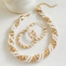 Faux-Pearl Twist Necklace & Hoop Set, Goldtone, large