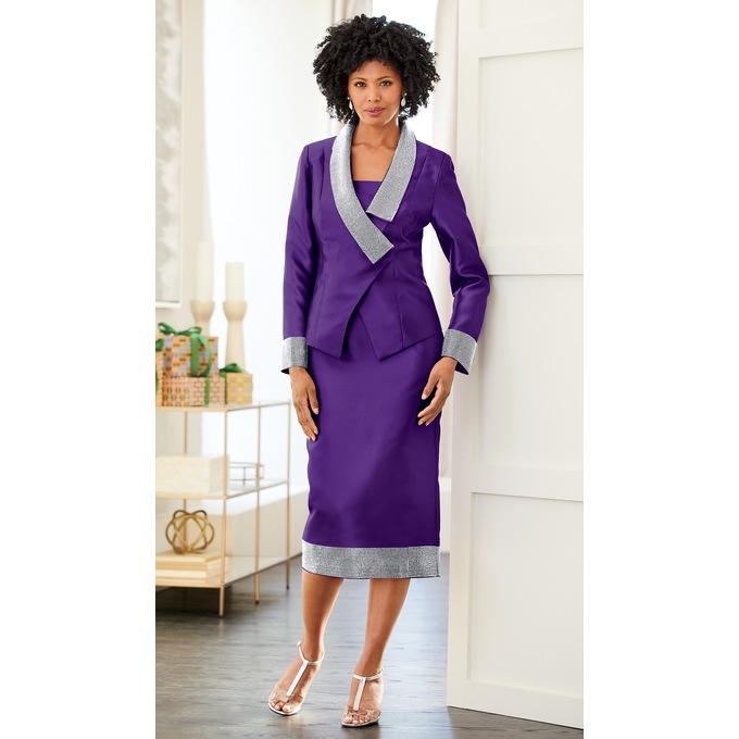 Zena Embellished Skirt Suit, , large