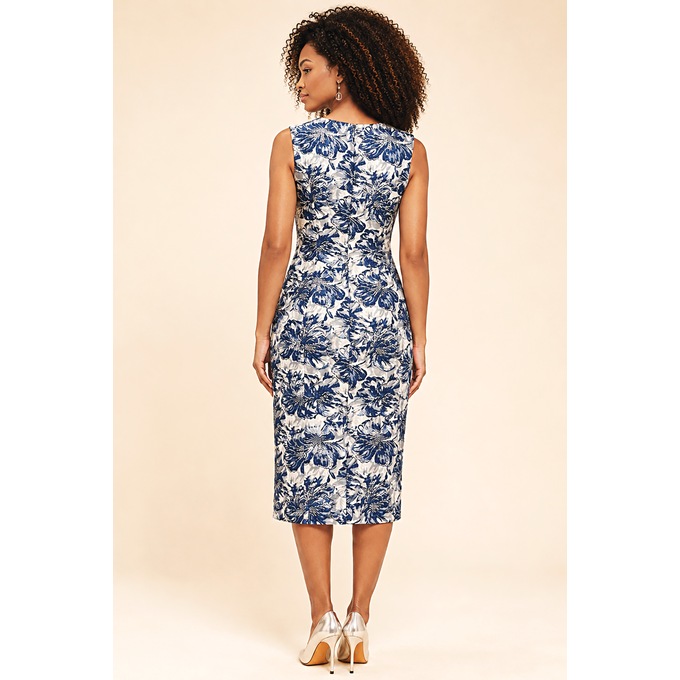 Shakese Metallic-Jacquard 2-Piece Midi Jacket Dress with Bell Cuffs, , large