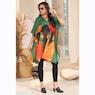 Sasha Women&rsquo;s Short Caftan with Afrocentric Graphic and V-Neck, Green Multi, large
