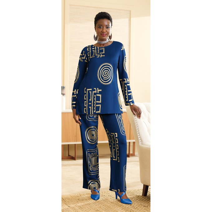 Power Print 3-Piece Wardrober, Navy Gold, large