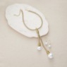 Faux-Pearl Tassel Necklace & Earring Set, Goldtone, large