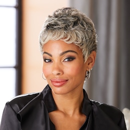 Vivica Fox Pixie Human-Hair Wig, White Gray Salt and Pepper, large
