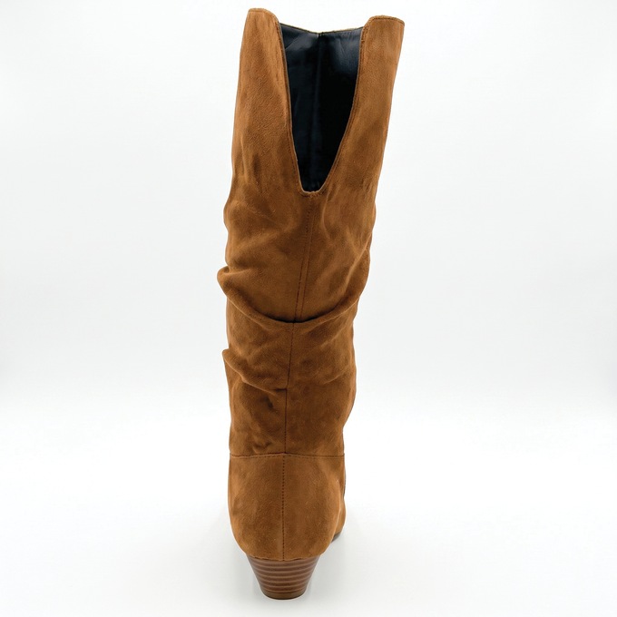 Amanda D'Laurie Tall Scrunch Boot: Rich Faux Suede with 1" Wedge Heel, , large