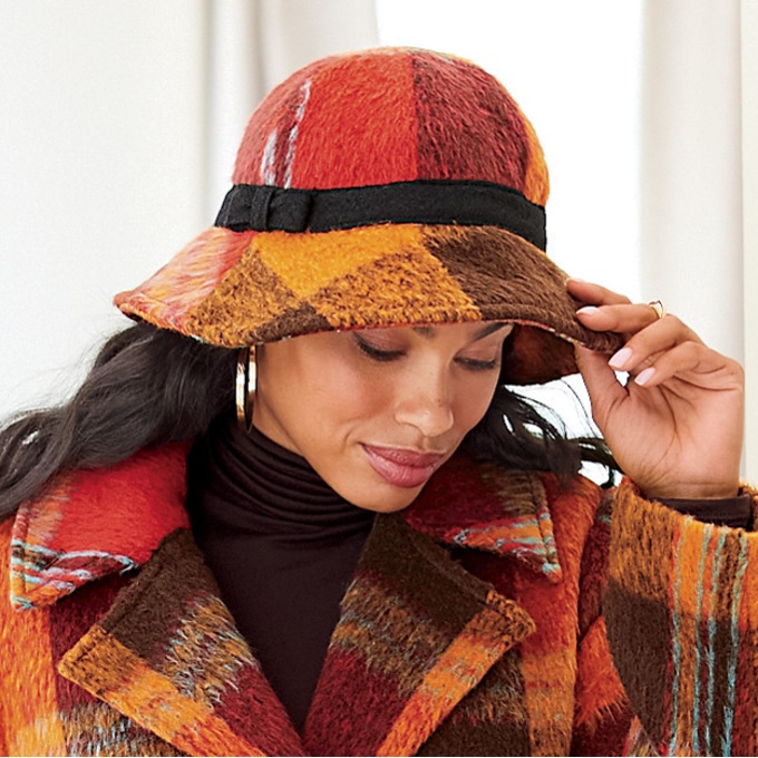 Plaid Floppy Hat, , large