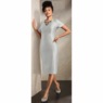 Audrina Jacquard Jacket Dress with Envelope Collar, Midi Sheath and Brooch, , large