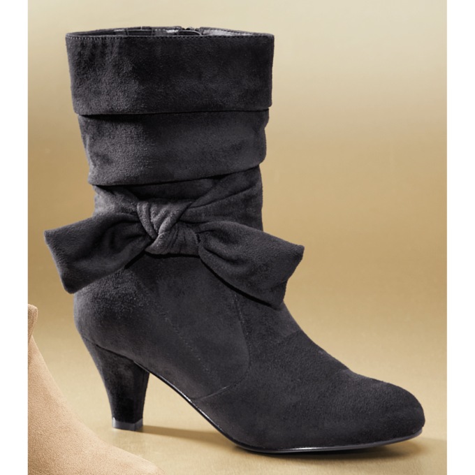 Knotted Slouch Bootie, Black, large