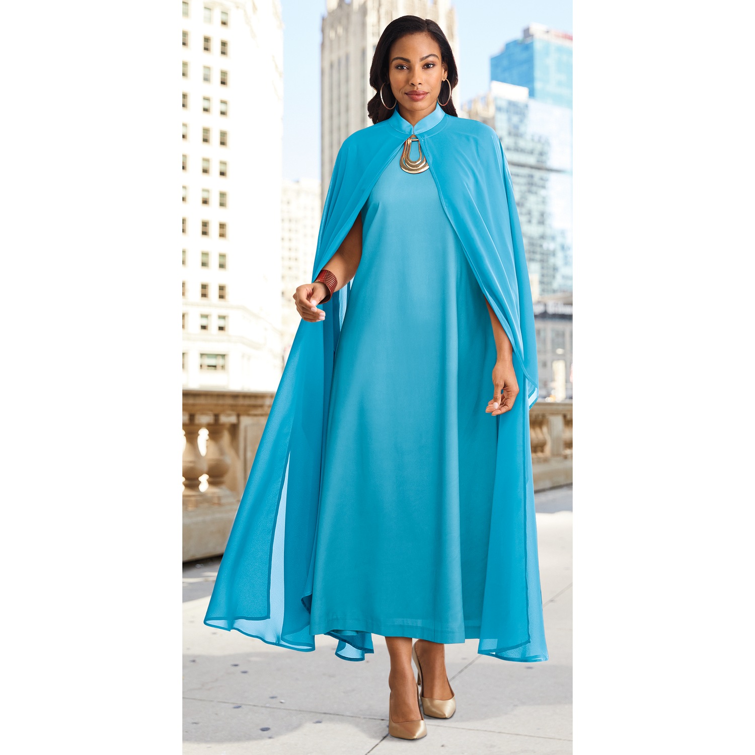 Jessica Jacket Dress, Size 18W, Aqua, Plus
