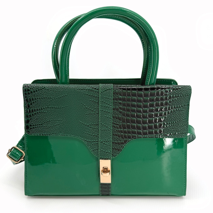 3-Piece Satchel Set with Croco Texture, , large