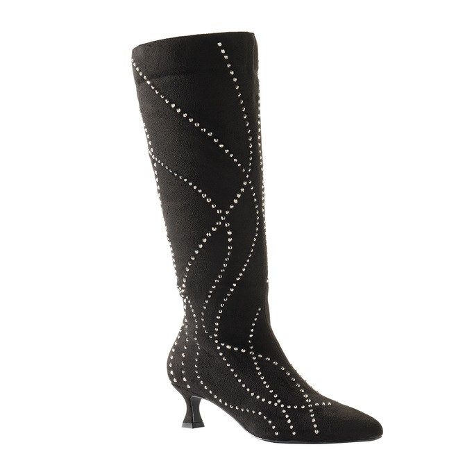 Tall Studded Rhinestone & Faux Suede Boot for Women, , large
