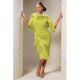 Maizie Tiered-Fringe Bead-Embellished Midi Sheath Dress, , large