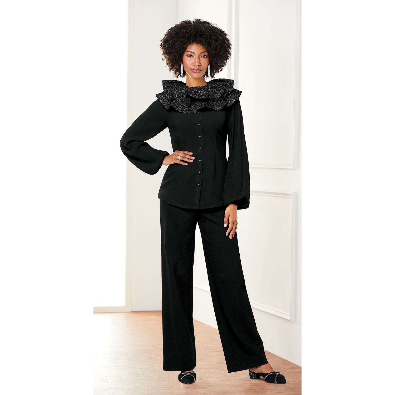 Rashida Removable RuffleCollar Blouse ASHRO