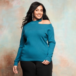 Open-Shoulder Sweater, , large