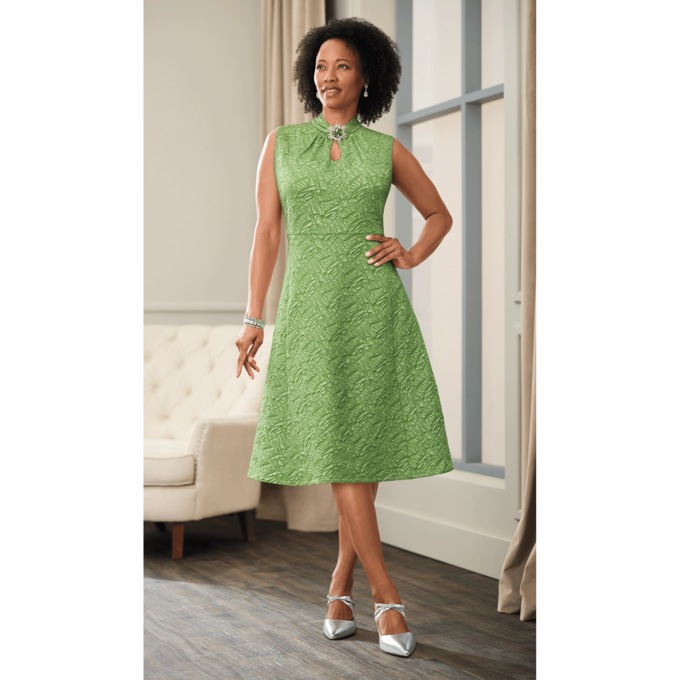 Twisha Textured A-Line Dress, , large