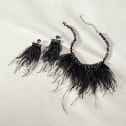 Feather Necklace &amp; Feather Earrings, , large