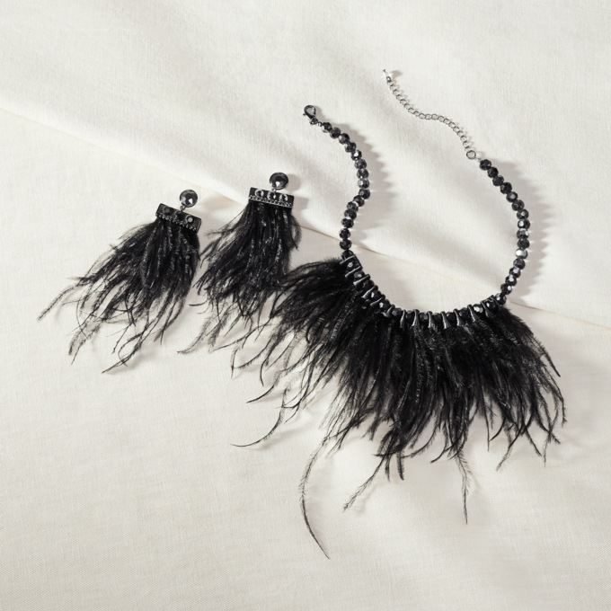 Feather Necklace &amp; Feather Earrings, , large