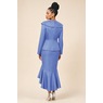 Celestina Women's Skirt Suit with High-Low Peplum and Shawl-Collar Top, , large