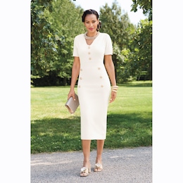 Sophisticated Sweater Sheath Dress, , large