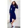 Velvet-Draped Dress with Belt, , large